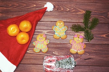 Wall Mural - Christmas ginger cookies on wooden background