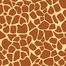 Animal Pattern Giraffe Seamless. African Wildlife Style Backdrop Vector Illustration. Template Of Natural Animal Camouflage Print For Textile Design. Giraffe Skin Background With Abstract Brown Spots.
