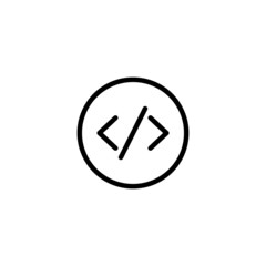 Programming language icon vector in linear, outline icon isolated on white background