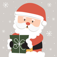 Wall Mural - Cute Santa Claus with Christmas gift, Vector illustration