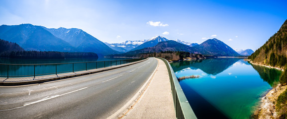 Canvas Print - reservoir Sylvensteinspeicher lake in Bavaria