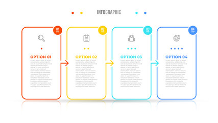 Vector infographic elements thin line design label with icons. Business concept with 4 options, steps. Can be used for workflow diagram, info chart, graph.