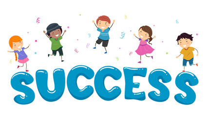 Canvas Print - Stickman Kids Social Skills Celebrating Success