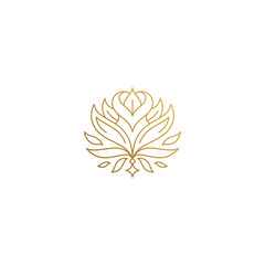 Wall Mural - vector logo of golden rose flower hand drawn with thin lines