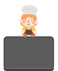 Sticker - Kid Girl Baker Gloves Tray Board Illustration