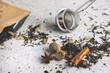 Masala chai black spiced tea with spices, cinnamon, nutmeg, cardamom, star anise, clove
