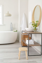 Poster - Interior of bathroom with fresh flowers