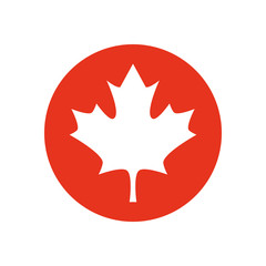 Sticker - canada day concept, maple leaf icon, block silhouette style