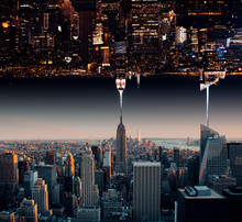 New York City Skyline Day And Night
