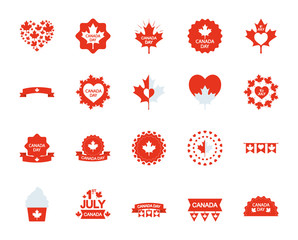 Sticker - cupcakes and canada day icon set, silhouette style