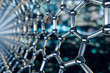 Graphene molecular nano technology structure on a blue background - 3d rendering