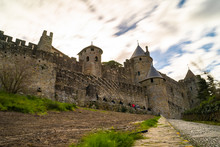 Fortified Medieval City Of Carcassonne In France.