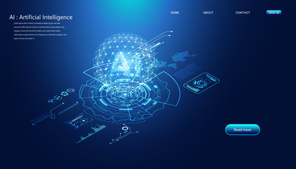 Wall Mural - abstract technology ai interface computing concept working data of artificial intelligence and futur