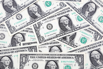 Sticker - American one dollar banknotes background