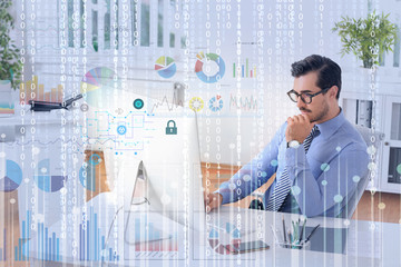 professional programmer working with computer in office