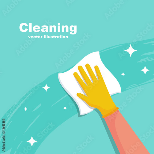 Fotomural Houseworker wipes the surface with a napkin