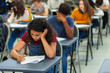 © Paul Bradbury/Caia Image - Focused high school girl student taking exam at desk in classroom