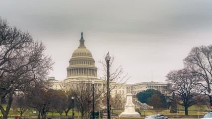 Wall Mural - Time lapse of US Capitol in Washington DC at autumn morning