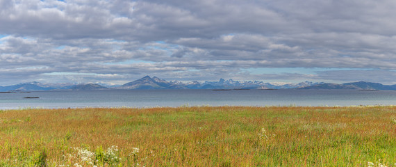 Wall Mural - Beautiful Norwegian landscape. view of the fjords with turquoise water. Norway ideal fjord reflection in clear water. Panoramic view