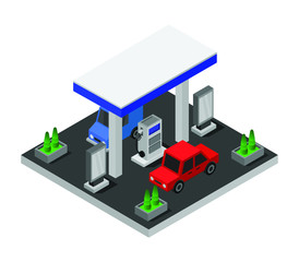 Wall Mural - isometric gas station