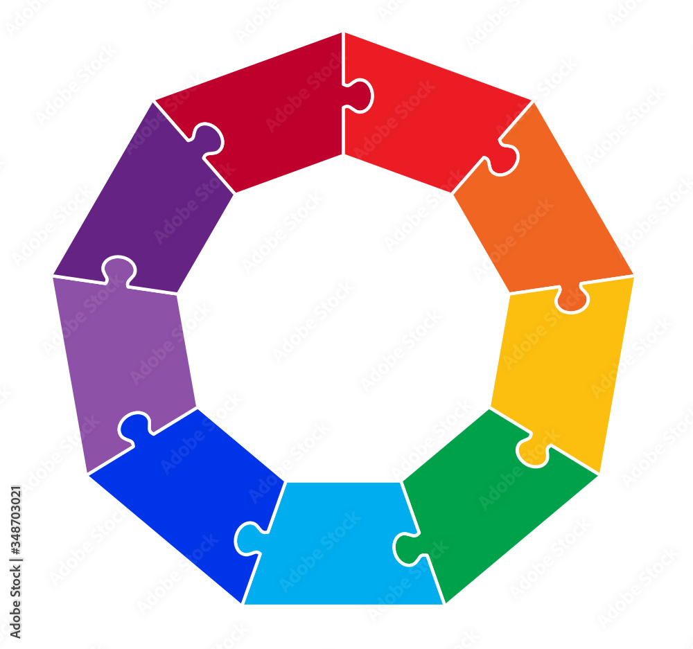 Nine Part Nonagon Puzzle Graphic Stock Vector | Adobe Stock