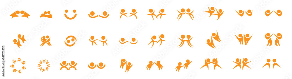 Abstract People Logo Set. Human Figure Isolated On White Background ...