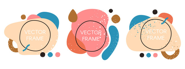 Wall Mural - abstract liquid frames. colorful template design, splash outline shape, geometric rounded trendy tex