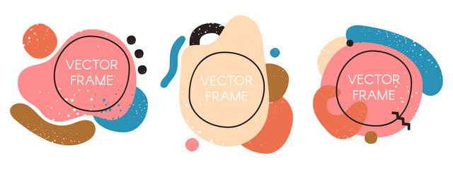 Wall Mural - textured abstract badges. colorful liquid frames template design, splash outline shape, geometric ro
