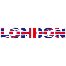 3D London With Union Jack British Flag Word Text