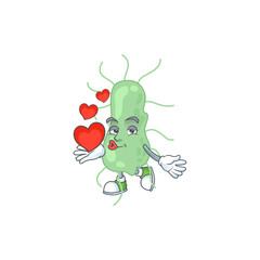 Sticker - A gorgeous caricature design of salmonella with red hearts