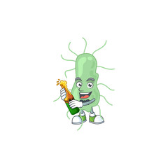 Canvas Print - Happy face of salmonella cartoon design toast with a bottle of beer