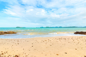 The beach summer and beautiful sky. Sea landscape background.