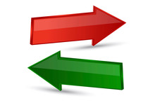 Arrow Up Diagonal And Down Arrow Icon. Red And Green Lines Change Symbol. Vector Illustration. Stock Photo.