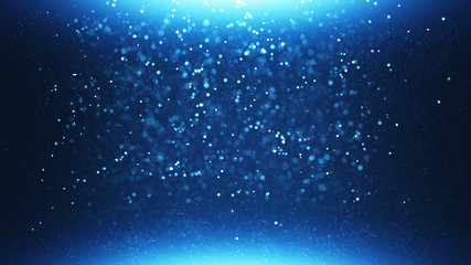 blue particles shining stars dust bokeh glitter awards dust abstract background. futuristic glitteri
