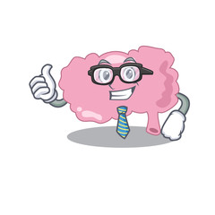 Sticker - cartoon drawing of brain Businessman wearing glasses and tie