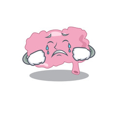 Sticker - Caricature design of brain having a sad face