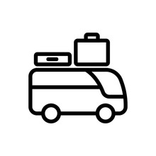 Sightseeing Bus With Suitcases Icon Vector. Sightseeing Bus With Suitcases Sign. Isolated Contour Symbol Illustration