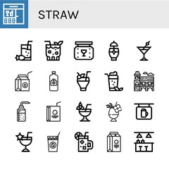 Sticker - straw simple icons set