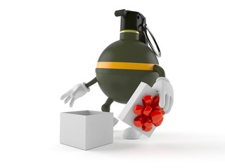 Sticker - Hand grenade character with open gift