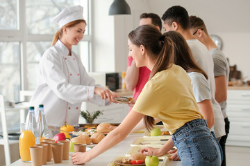 Wall Mural - Pupils visiting school canteen to have lunch