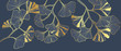 © TWINS DESIGN STUDIO - Luxury Gold Ginkgo line arts Background design vector.