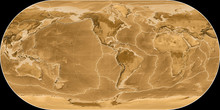 Ortelius Oval (90W), Sepia, Tectonic Plates