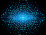 Fototapeta Przestrzenne - Blue cyber circuit future technology concept background
