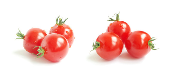 Wall Mural - fresh cherry tomato on white background