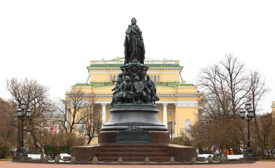 The monument to Catherine II, Ekaterininskiy garden, Saint Petersburg, Russia April 2018