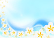 プルメリアの花と海　夏の海の背景素材（横）