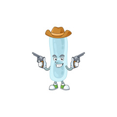 Wall Mural - A masculine cowboy cartoon drawing of klebsiella pneumoniae holding guns