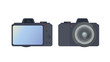 © Javvani - Set of black camera. Large screen camera isolated on a white background. Foreground and background. Vector.
