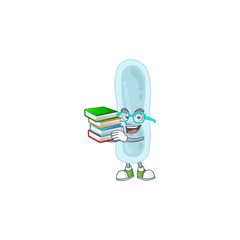 Wall Mural - A mascot design of klebsiella pneumoniae student having books