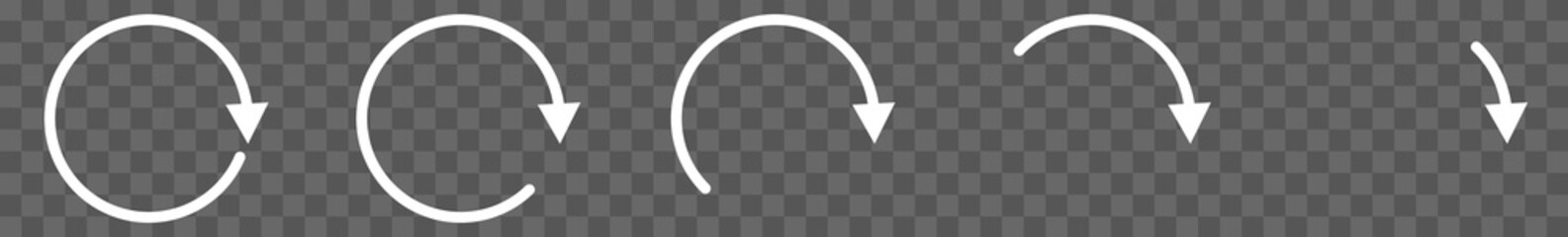 Wall Mural - arrow icon white | circle arrows | infographic illustration | direction symbol | curved loading logo